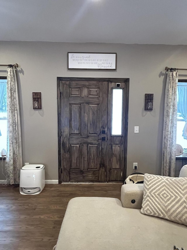 entrance foyer featuring dark hardwood / wood-style floors