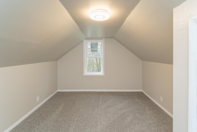 additional living space featuring carpet and lofted ceiling