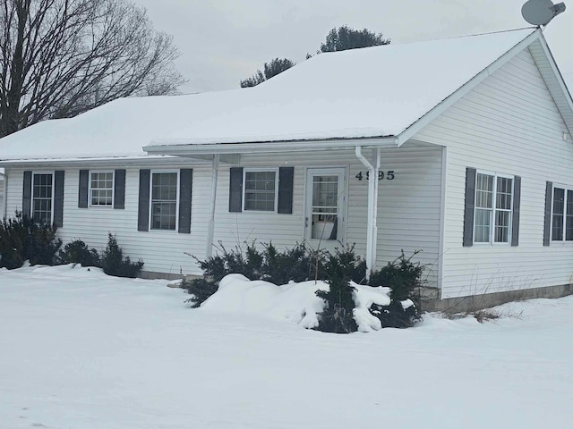 view of snow covered exterior