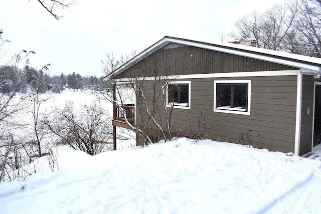 view of snow covered property