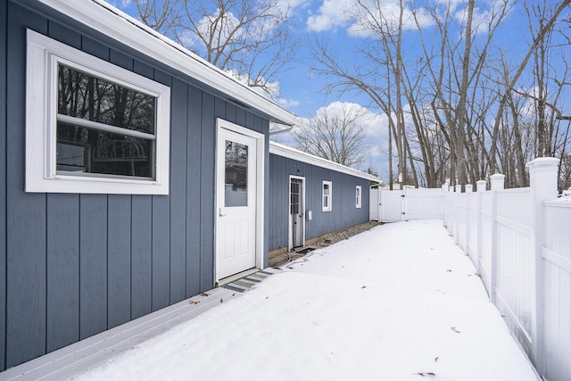 view of snowy exterior