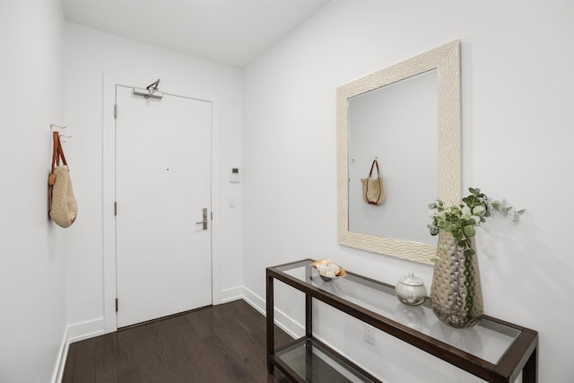 entryway with dark wood-type flooring