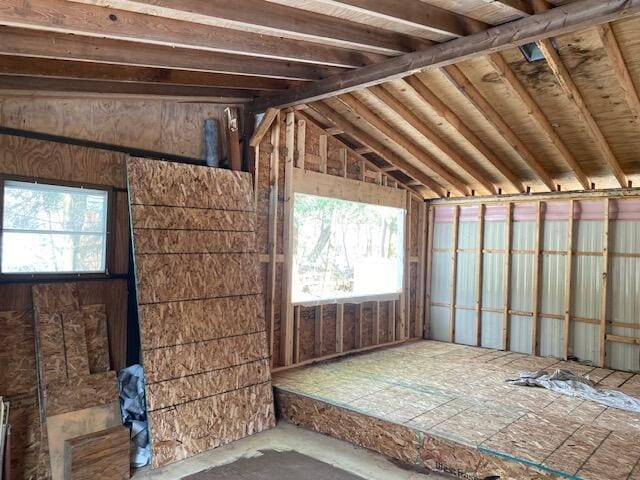 misc room with a healthy amount of sunlight and lofted ceiling