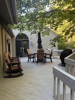 deck featuring grilling area