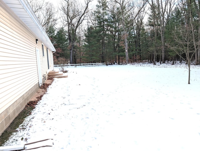 view of yard covered in snow