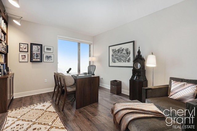 office space featuring dark hardwood / wood-style flooring