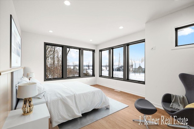 bedroom with hardwood / wood-style flooring