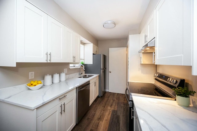 kitchen featuring sink, white cabinetry, and stainless steel appliances