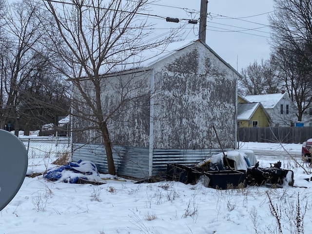 view of snow covered exterior