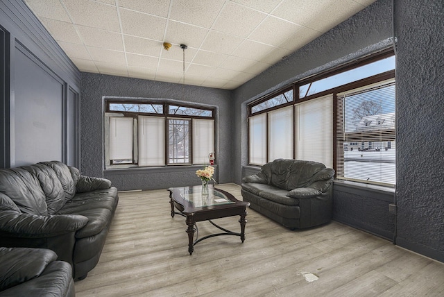 living room with light hardwood / wood-style floors