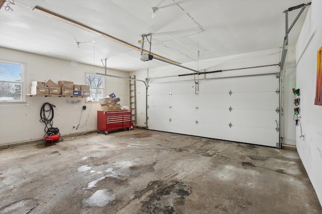 garage with a garage door opener