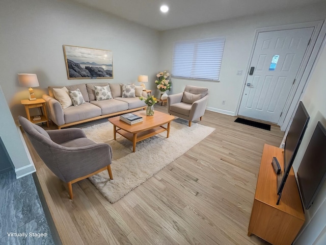 living room featuring light hardwood / wood-style floors