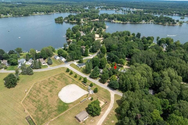 7519 9th St Unit 311, Canadian Lakes, MI 49346 - aerial view of property's location featuring a large body of water and a forest