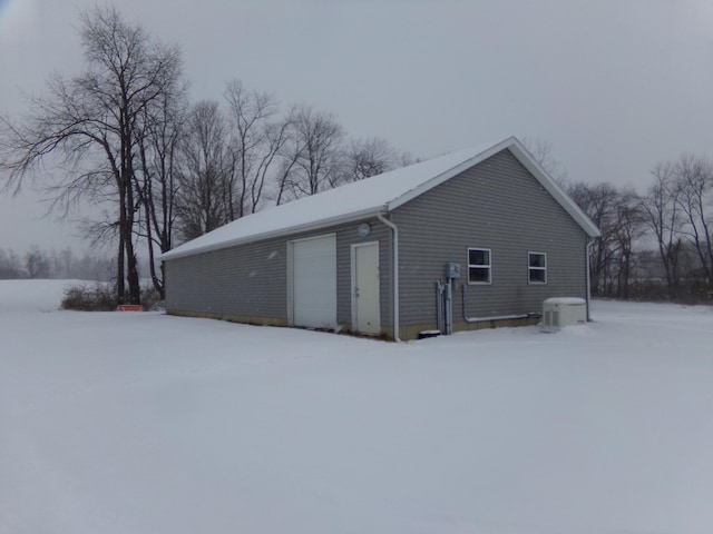 view of snow covered property