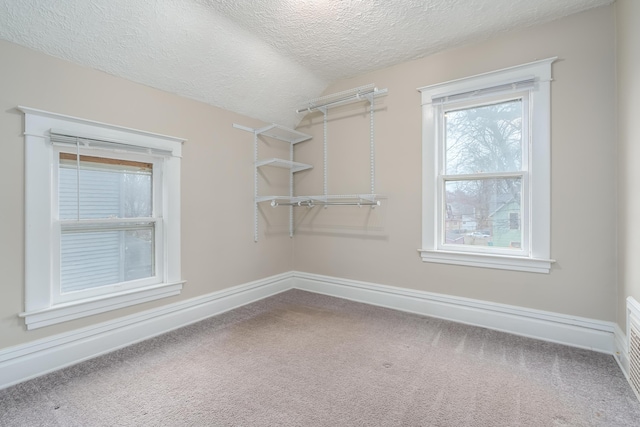 walk in closet featuring carpet and lofted ceiling