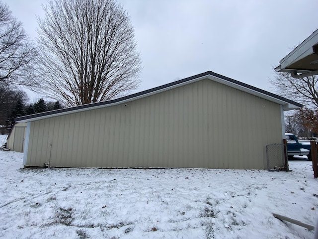 view of snow covered exterior