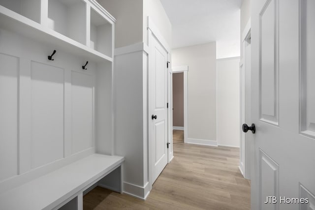 mudroom featuring light hardwood / wood-style floors