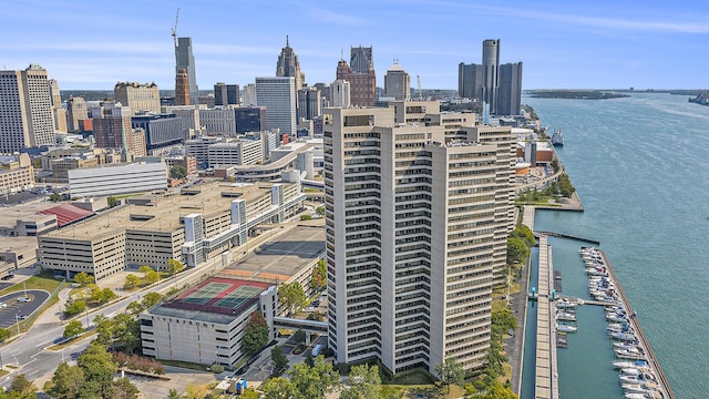 view of city with a water view