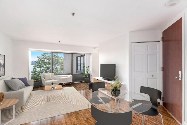 living room with hardwood / wood-style flooring