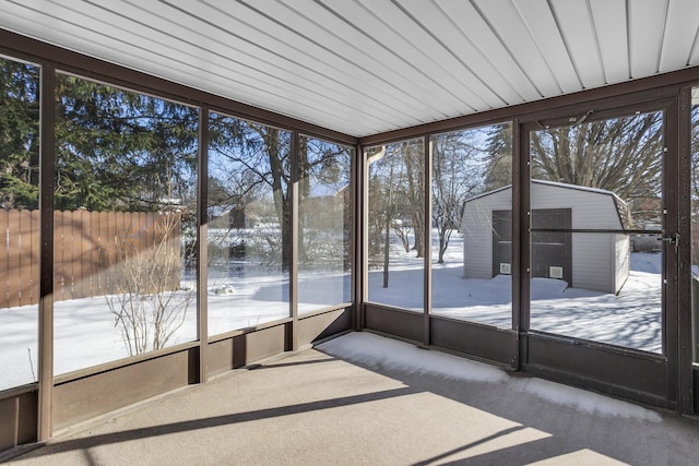 view of unfurnished sunroom