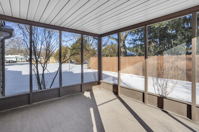 view of unfurnished sunroom