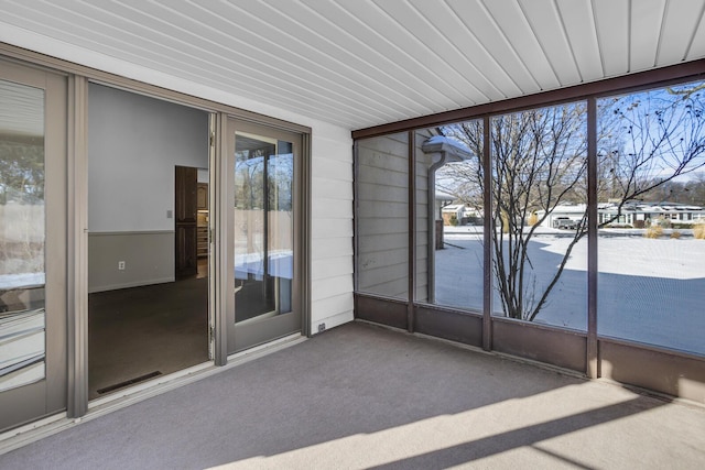 view of unfurnished sunroom