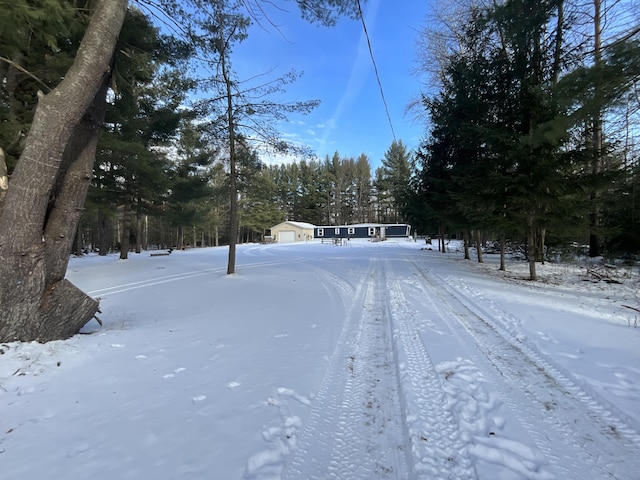 view of yard covered in snow