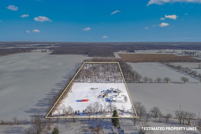 drone / aerial view with a rural view