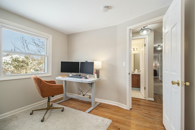 office featuring light wood-type flooring