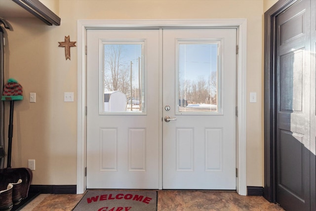 doorway to outside featuring french doors