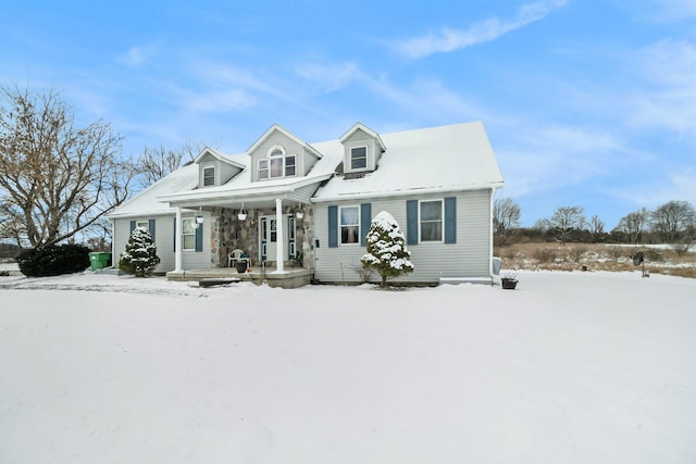 cape cod home with covered porch