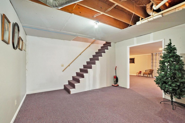 basement with carpet