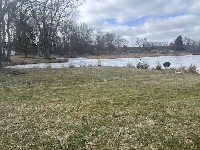 view of yard featuring a water view