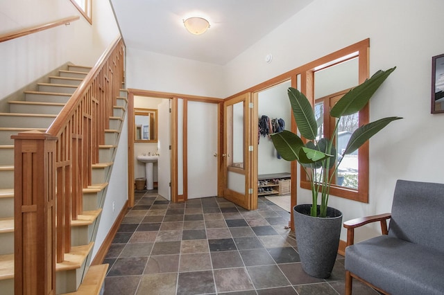 foyer entrance with sink