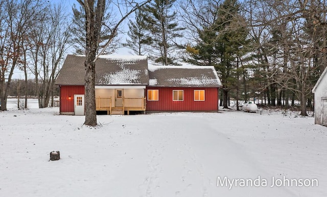 view of snow covered exterior