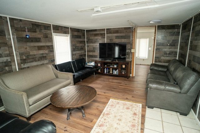 living room with hardwood / wood-style floors