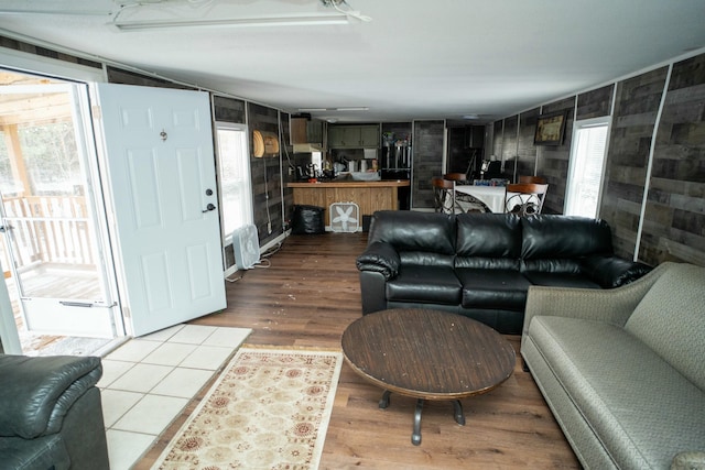 living room with a healthy amount of sunlight and wood-type flooring