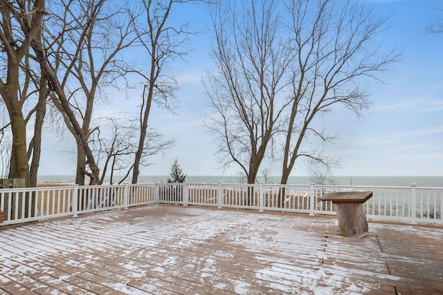 deck with a water view