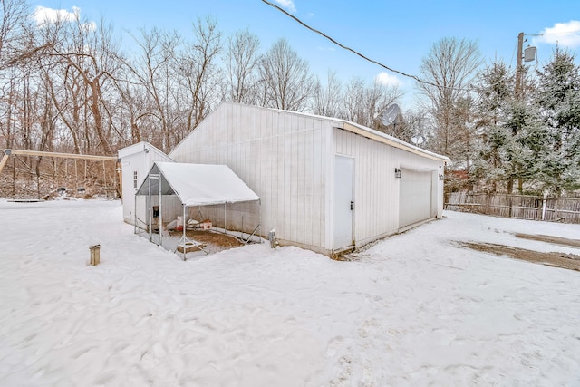 view of snow covered structure