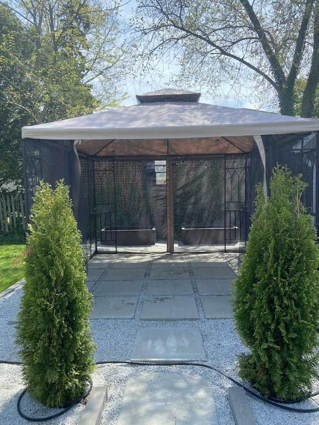 exterior space featuring a gazebo