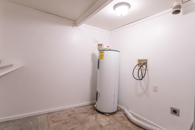 utility room with electric water heater