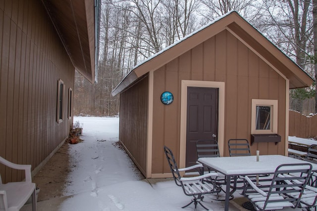 view of snow covered structure