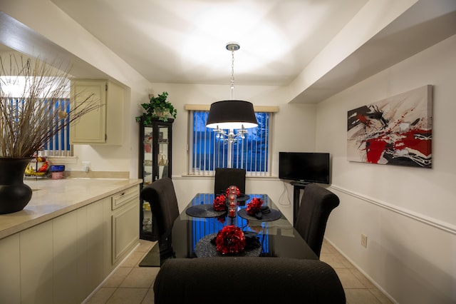 dining room with light tile patterned floors