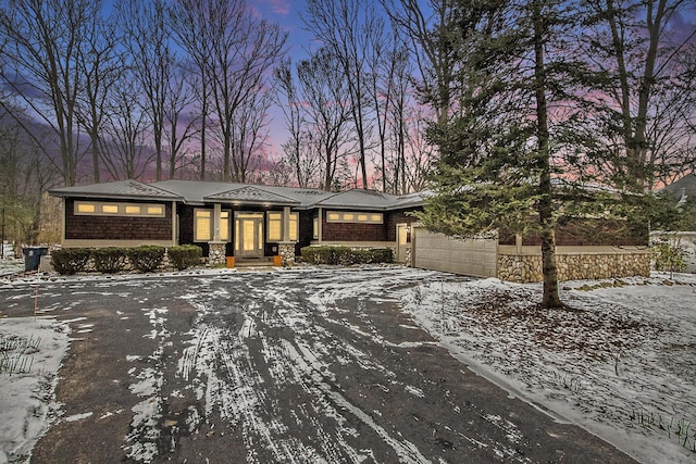 prairie-style home with a garage