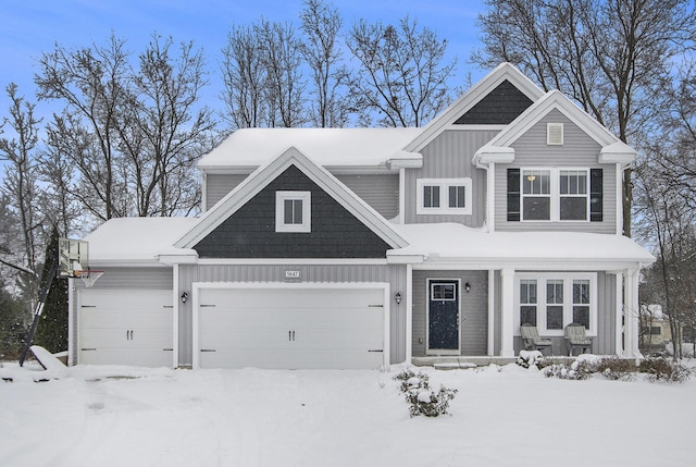 craftsman house featuring a garage