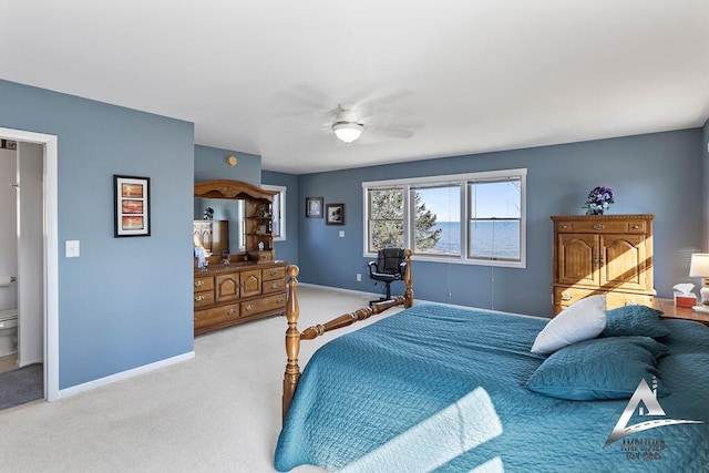 bedroom with carpet floors and ceiling fan