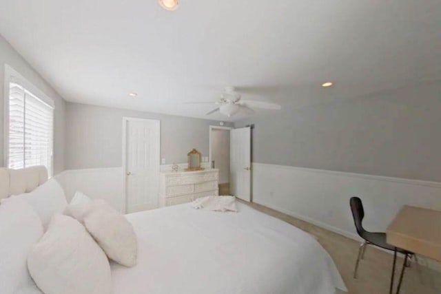 bedroom featuring ceiling fan