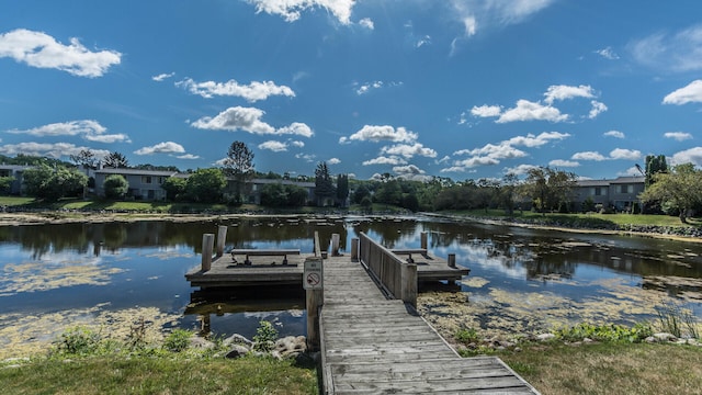 view of dock featuring a water view