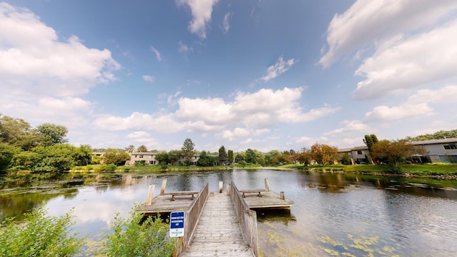 view of dock featuring a water view