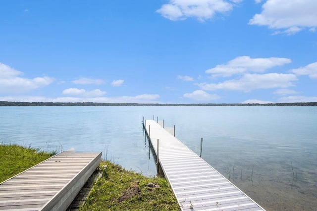 view of dock featuring a water view